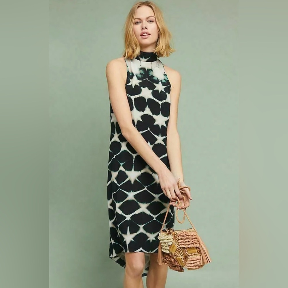 Anthro Laura Siegel Women’s Clamp Dye Sleeveless Silk Deszra Dress High Low NWT